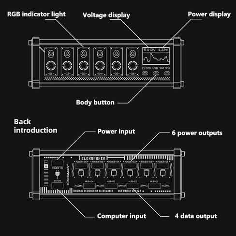 8 Port USB Docking Station, 8 Ports USB C Splitter, 1.54-inch IPS Color Screen, 10 Levels Brightness Adjustment, 8-Way Switch Total, Voice Control Function, for Phones, Tablets, and Gadgets in Kuwait
