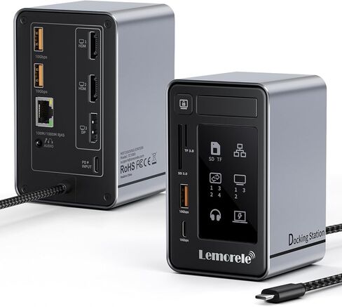 Lemorele Aluminum USB C Docking Station 2HDMI DP 4K 100W Gigabit LAN Hub in Saudi Arabia