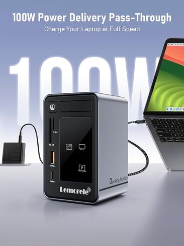 Lemorele Aluminum USB C Docking Station 2HDMI DP 4K 100W Gigabit LAN Hub in Saudi Arabia