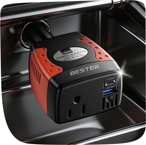 BESTEK 150W Car Power Inverter 12V to 110V AC Outlet PD 30W QC 18W USB in Kuwait