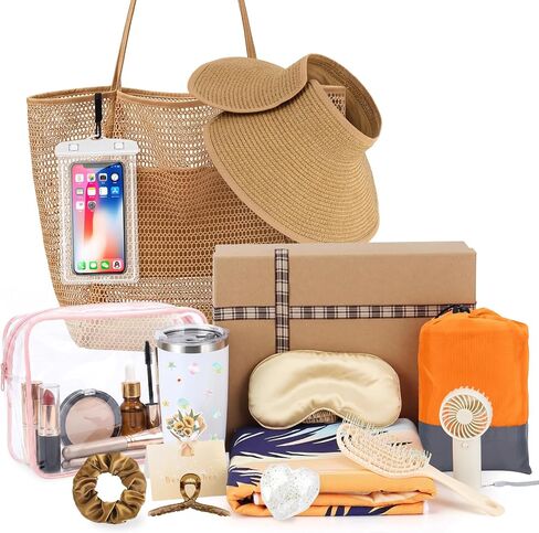 16PCS Beach Gifts for Women, Ocean Theme Gifts Basket Beach Blanket Gift Basket for Women Birthday Christmas Summer Hawaiian Party in Kuwait
