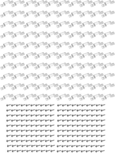100 Pcs 12mm LED Strip Light Mounting Brackets, Transparent Fixing Clips with 200 Screws, Double Installation Waterproof Light Bar, Easy to Install in Saudi Arabia