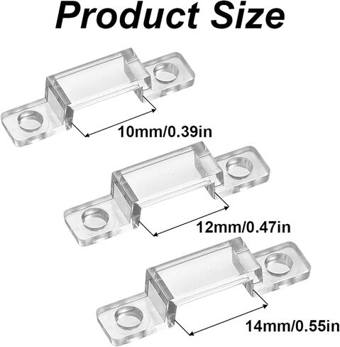 100 Pcs 12mm LED Strip Light Mounting Brackets, Transparent Fixing Clips with 200 Screws, Double Installation Waterproof Light Bar, Easy to Install in Saudi Arabia