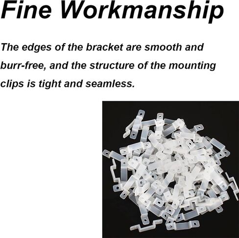 100 Pcs 12mm LED Strip Light Mounting Brackets, Transparent Fixing Clips with 200 Screws, Double Installation Waterproof Light Bar, Easy to Install in Saudi Arabia