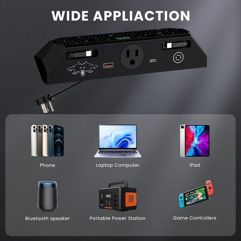 USB Charger Hub for Tesla Cybertruck with 110V AC Outlet & Retractable Type-C Cables, 30W PD/QC3.0 Fast Phone Charge, Center Console Docking Station Accessories (NOT for 2026 Dual Motor AWD) in Kuwait