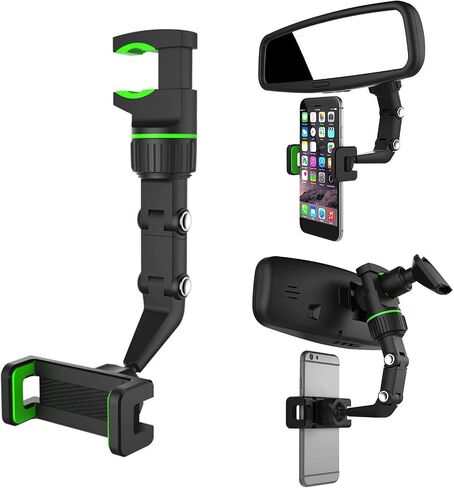 Ivieicip 360° Car Rearview Mirror Mount Stand Holder for Cell Phone and GPS, 2023 New Universal Adjustable Phone Holder, Can Be Fixed and Adjusted Automobile Cradles, Suitable for All Phone Models in Kuwait
