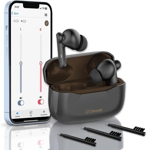 F1-S Bluetooth OTC Hearing Aids for Seniors Adults with Hearing Loss, Rechargeable Hearing Amplifier with App Control, AI Voice Enhancement & Noise Cancelling, Invisible Design, 30H Battery in Saudi Arabia