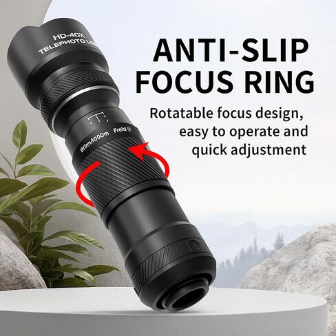 40X HD Telephoto Phone Camera Lens, 2-in-1 Universal Mobile Photography Lens Kit with Adjustable Tripod and Phone Clip, HD External Camera Lens for Most Smartphones Portrait Macro Shooting in Saudi Arabia
