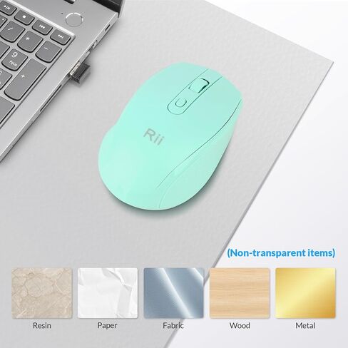 Rii RM213 Rechargeable Mini Wireless Mouse (Bluetooth 5.1+2.4G Hz) Dual Mode,Travel-Friendly Mice,DPI 800 1200 1600,Type-C Port, Portable PC Mouse for Mac Windows 11/10/8/7/XP/Vista,Cyan in Saudi Arabia