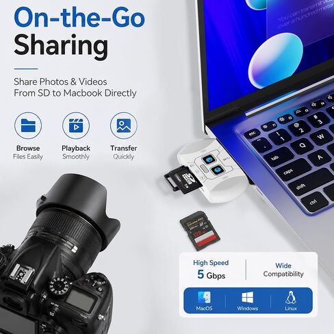 6-in-1 USB-C Card Reader Dual Slot Camera Memory Card Reader in Saudi Arabia