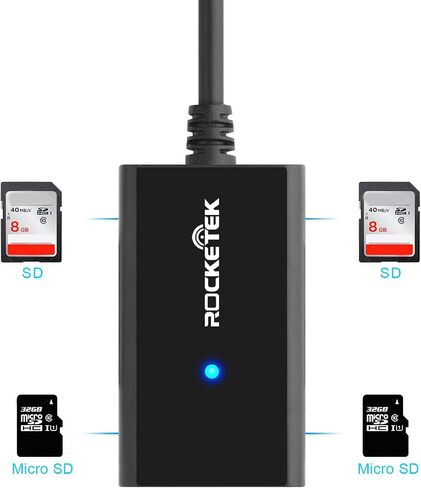 USB 3.0 Dual SD & Micro SD Card Reader, 4-Slot Memory Card Adapter in Saudi Arabia