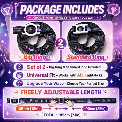 Kpop Lightstick Strap Lanyard - Set of 2 Adjustable K Pop Light Stick Crossbody Carrier Shoulder Strap, K-pop Body Carry Event Strap, Star Accessory Concert Essentials for Display Idol Fans in Kuwait