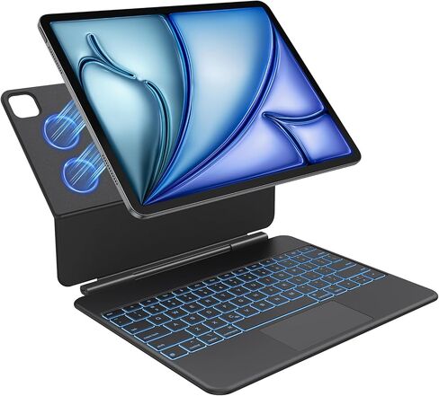 TECURS Keyboard Case for iPad Air 13-inch(M2/M3/M4.2024/2025/2026) & iPad Pro 12.9-inch (3th/4th/5th/6th Gen) Magic Keyboard Wireless, Rechargeable with Multi-Touch Trackpad, Easy-Set Stand, Black in Saudi Arabia