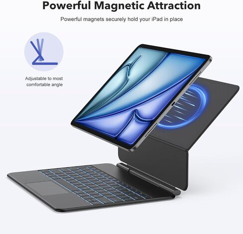 TECURS Keyboard Case for iPad Air 13-inch(M2/M3/M4.2024/2025/2026) & iPad Pro 12.9-inch (3th/4th/5th/6th Gen) Magic Keyboard Wireless, Rechargeable with Multi-Touch Trackpad, Easy-Set Stand, Black in Saudi Arabia