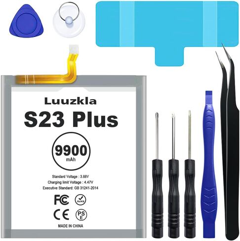 9900mAh Battery Compatible with Galaxy S23 Plus (New Upgrade), Super Capacity Replacement Battery Compatible with Galaxy S23+ Plus SM-S916B SM-S916N SM-S916U SM-S9160 EB-BS916ABY with Ful Kits in Kuwait