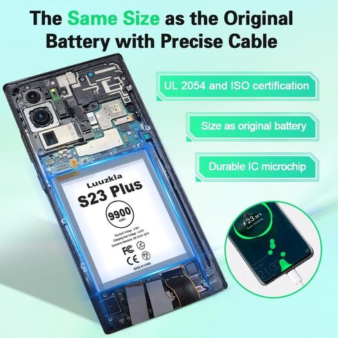 9900mAh Battery Compatible with Galaxy S23 Plus (New Upgrade), Super Capacity Replacement Battery Compatible with Galaxy S23+ Plus SM-S916B SM-S916N SM-S916U SM-S9160 EB-BS916ABY with Ful Kits in Kuwait