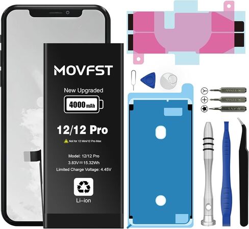 Replacement Battery for iPhone 12/12 Pro, 4000mAh Li-ion Polymer High Capacity Battery Fit for iPhone 12/12 Pro Model A2172 A2402 A2403 A2404 with Repair Tool Kits in Kuwait