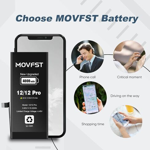 Replacement Battery for iPhone 12/12 Pro, 4000mAh Li-ion Polymer High Capacity Battery Fit for iPhone 12/12 Pro Model A2172 A2402 A2403 A2404 with Repair Tool Kits in Kuwait