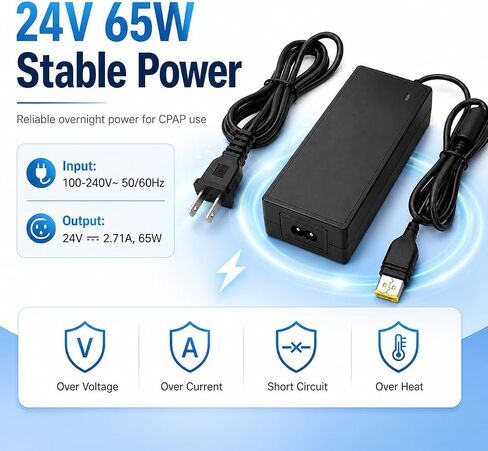 65W 24V Charger Power Cord for ResMed AirSense 11 AutoSet Elite Air11 CPAP, Compatible with OEM Part 39205 E1399 390010 R390-7230 in Kuwait