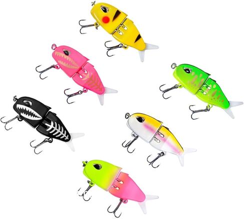 6 pcs Multi Jointed Glider Shad Swim Hard Bait Pike Musky Bass Slider Fish Tackle Soft Tails Glide Slow Sinking Fishing Lures in Saudi Arabia