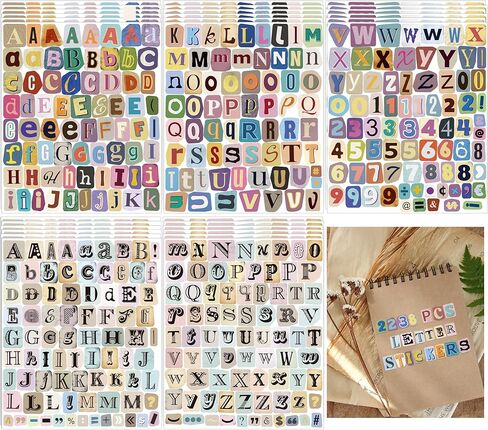 744 PCS Magazine Letter Stickers,1 Inch Vintage Alphabet Number Stickers in Saudi Arabia