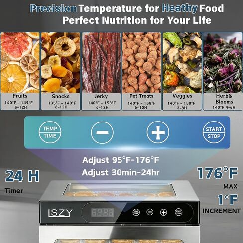 Food Dehydrators, 8 Trays Dehydrator Machine for Jerky, 24H Timer 176°F Temperature Control 800W Powerful Food Dryer Dehydrator for Beef Meat,Fruit,Herb,Mushroom,Dog Treats (8 Trays) in Saudi Arabia
