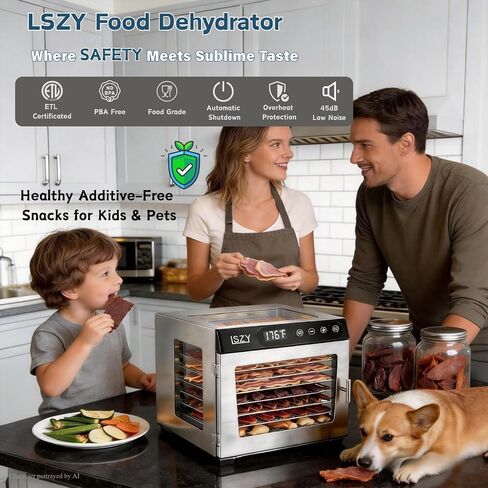 Food Dehydrators, 8 Trays Dehydrator Machine for Jerky, 24H Timer 176°F Temperature Control 800W Powerful Food Dryer Dehydrator for Beef Meat,Fruit,Herb,Mushroom,Dog Treats (8 Trays) in Saudi Arabia