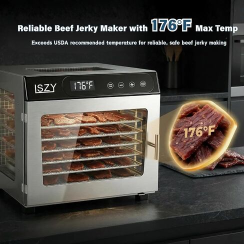 Food Dehydrators, 8 Trays Dehydrator Machine for Jerky, 24H Timer 176°F Temperature Control 800W Powerful Food Dryer Dehydrator for Beef Meat,Fruit,Herb,Mushroom,Dog Treats (8 Trays) in Saudi Arabia