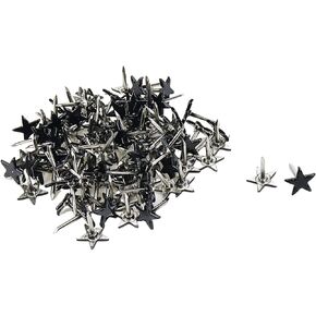 Risbay 100Pcs Upholstery Tacks,7/16-inch Diameter Nailhead Decorative Trim for Furniture,Stars-Shaped Furniture Nails Pins Kit,Black(11×13mm)