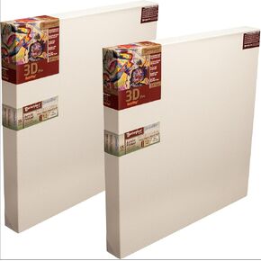Masterpiece Z2DS-3040 3D Pro 2.5" Deep Sausalito Heavy Weight and Texture 14 oz Cotton Stretched Canvas 30" x 40" White 2 Pack