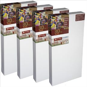 Masterpiece Z4DS-1836 3D Pro 2.5" Deep Sausalito Heavy Weight and Texture 14 oz Cotton Stretched Canvas 18" x 36" White 4 Pack