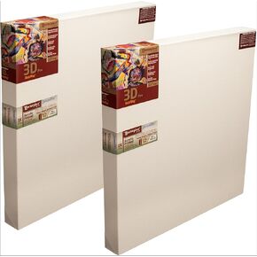 Masterpiece Z2DS-3636 3D Pro 2.5" Deep Sausalito Heavy Weight and Texture 14 oz Cotton Stretched Canvas 36" x 36" White 2 Pack