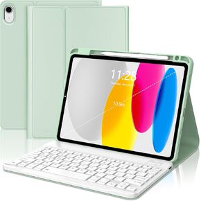 حافظة SENGBIRCH iPad الجيل العاشر مع لوحة مفاتيح - 2022، لوحة مفاتيح ذكية 10.9 بوصة لجهاز iPad الجيل العاشر، قابلة للإزالة، بلوتوث، غطاء فوليو للنوم/الاستيقاظ التلقائي، حافظة لوحة مفاتيح iPad الجيل العاشر