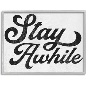 Stupell Industries Stay Awhile Retro Text Casual Vintage Phrase Framed Wall Art, Design By Daphne Polselli