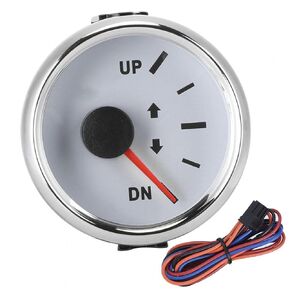 Boat Trim Gauge, 52mm/2in UP-DN Boat Trim Gauge 0-190ohm Signal Trim Tilt Indicator Red Backlight(Silver Frame on White)
