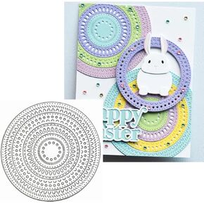 Nesting Round Frame Metal Die Cuts, Nordic Rings Circle Tag Background Wedding Cutting Dies Cut Stencils for DIY Photo Decorative Embossing Paper Dies for Scrapbooking Card Making