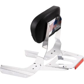 Powersports Sissy Bar مع رف أمتعة بنمط علم مسند الظهر لسيارة Honda VTX 1300N 1300R 1300S 1800N 1800R 1800S (فضي) in Kuwait