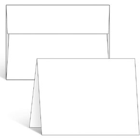 Blank White Cards and Envelopes 50 Pack, Ohuhu 5 x 7 Heavyweight Folded Cards and A7 Envelopes for DIY Greeting Cards, Wedding, Birthday, Invitations, Thank You Cards & All Occasion