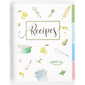 Recipe Book to Write in Your Own Recipes, Large Personal Blank Recipe Notebook, Removable Hardcover Recipe Journal Book Binder with 8 Dividers and 24 Tabs, Hold up to 240 Recipes