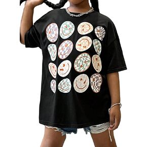 Floerns Girl's Cartoon Graphic Print Half Sleeve Crewneck Casual Tee Shirt