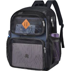 DST Gainbow Mesh School Backpack for School,Large Heavy Duty Mesh Bookbag for Adults Teens Boys and Girls with 17“ Laptop Compartment for Outdoor Hiking Beach Fitness(Black)