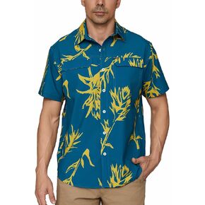 PIQIDIG Men's UPF 50+ Sun Protection Shirt Short Sleeve Hiking Fishing Shirt Quick Dry for Safari Travel Button Down Shirts