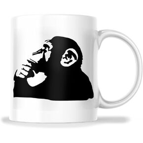 Banksy Thinking Monkey Coffee Mug | Banksy Ceramic Cup Design | 11-Ounce Mug | DD077