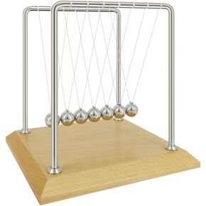 Newtons Cradle Pendulum with 7 Balls, Balance Ball 50+ Sec Swingtime Wooden Base Science Physics Gadget for Home and Office