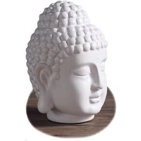 Ceramic Buddha Head Decoration Statues Buddhism Religious Statues Sculpture Decoration Collection for Home and Office Decorations, White