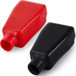 2 Pieces Battery Terminal Covers Battery Terminal Insulating Protector Sleeves Positive and Negative Cable Covers in Red and Black for Boat Cars