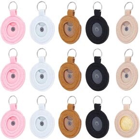 FINGERINSPIRE 15Pcs Felt AA Coin Holder Keychain 5 Colors Coin Badges Holder with Waterproof Scratchproof Felt Key Ring Coin Protective Cover with Clear Window for AA Medallion Coin, Challenge Coin