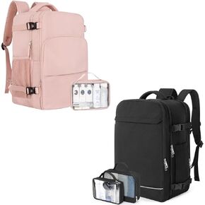 Sinaliy Backpack (Pink & Black), Flight Approved Personal Item Travel Backpack, Carry On Backpack with Multi-Pockets, College Bag, Hiking Waterproof Backpack, Business Backpack with USB Charging Port