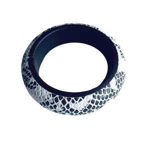 Natural Leather Animal Print Bangle Bracelet for Women -White and Black Leapord Cuff Bracelet - Beautiful Gift for Women - Gift Box Included