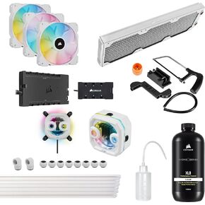 Corsair Hydro X Series iCUE XH305i RGB PRO Custom Cooling Kit (Hardline CPU Cooling Loop, CPU Water Block, D5 Pump/Reservoir Combo, Radiator, 3x RGB Fans, iCUE Software Control) White